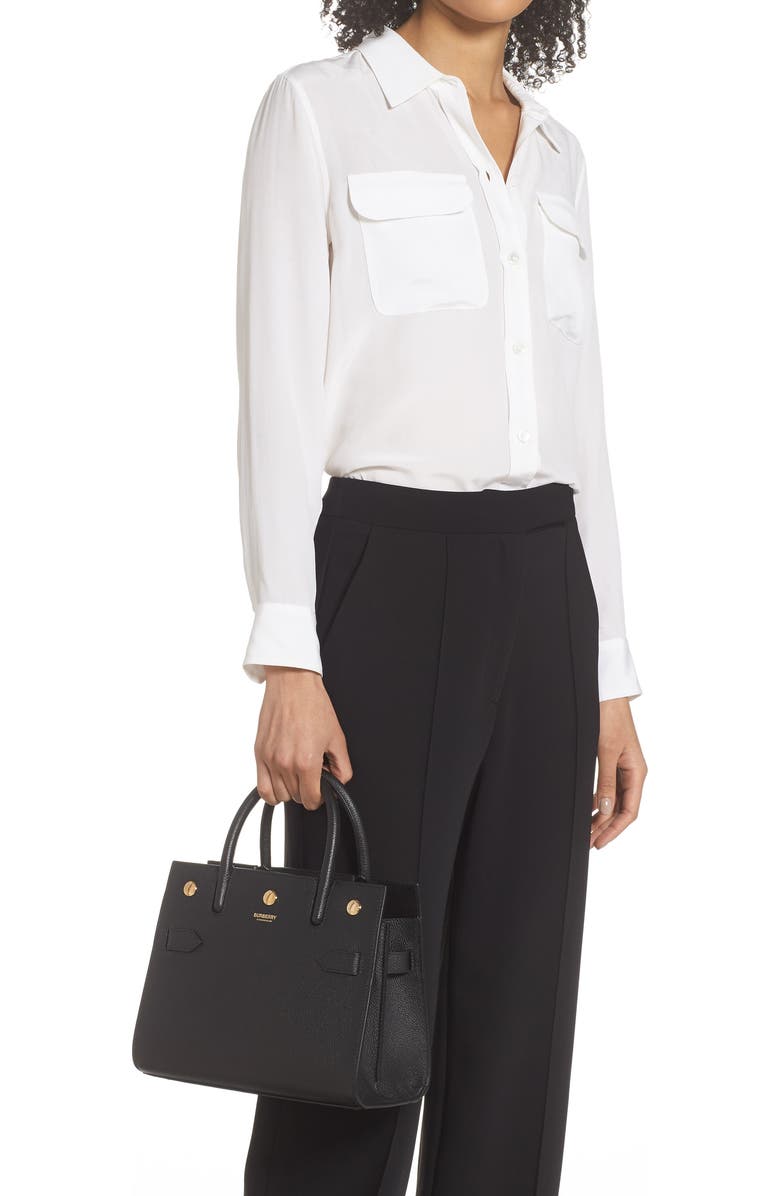 Burberry Mini Title Two-Handle Leather Bag, Alternate, color,