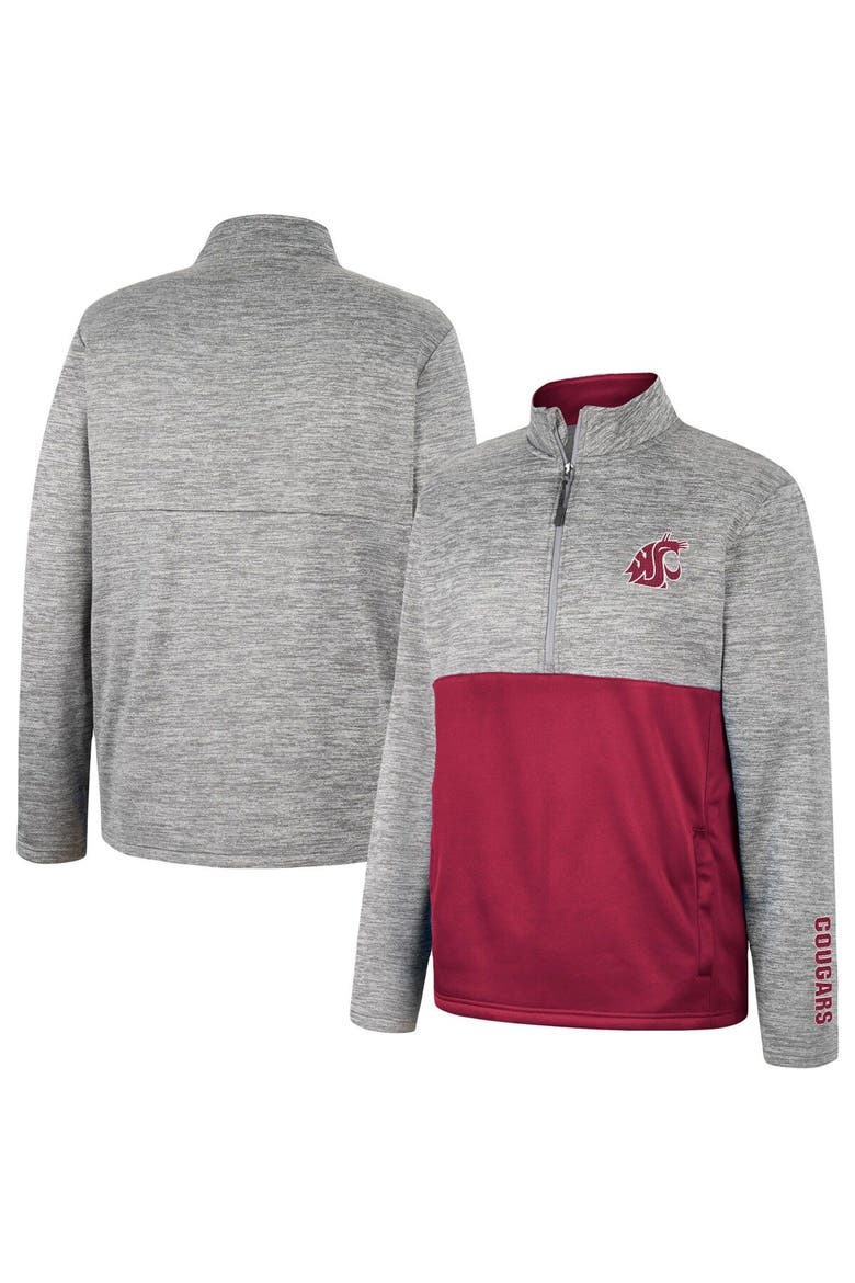 Men's Colosseum Gray Washington State Cougars John Half-Zip Jacket, Main, color, Gray