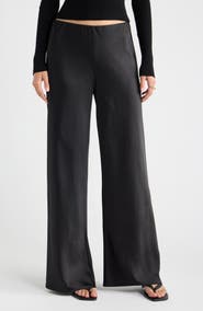 Open Edit Satin Wide Leg Pull On Pants