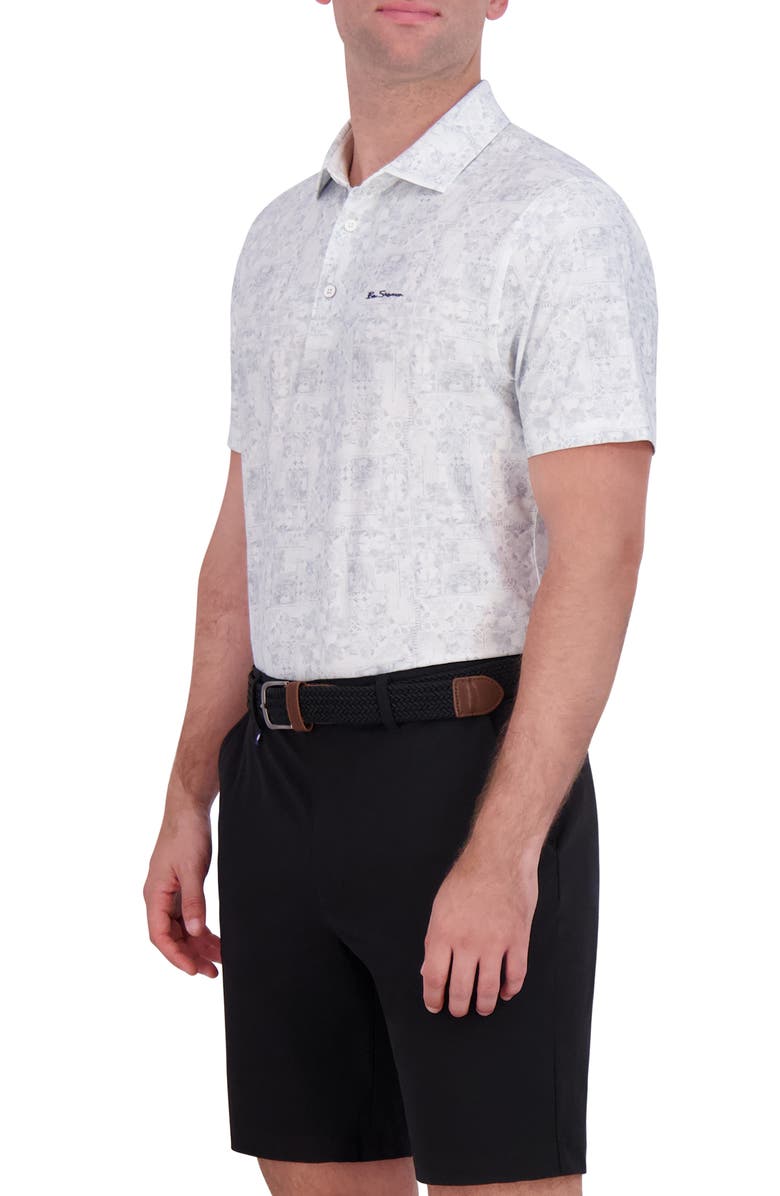 Ben Sherman Collage Print Stretch Tech Polo, Alternate, color, Light Grey