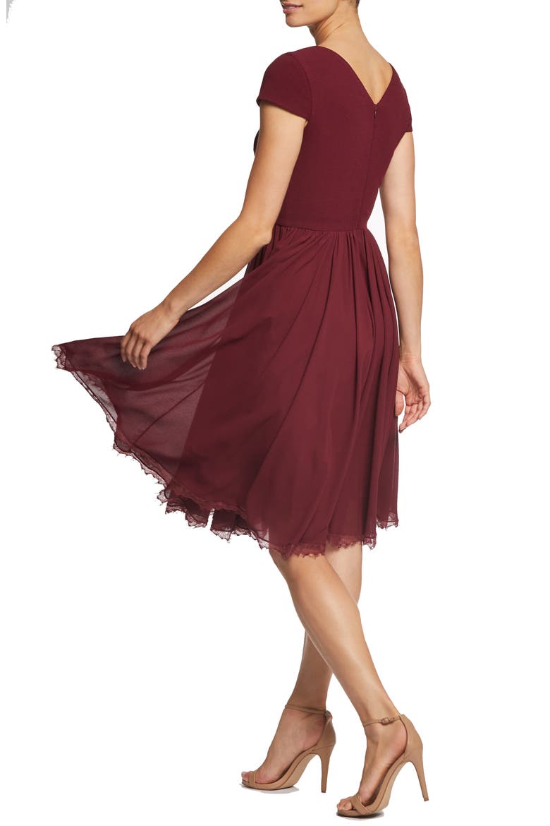 Corey Chiffon Fit & Flare Cocktail Dress, Alternate, color, BURGUNDY