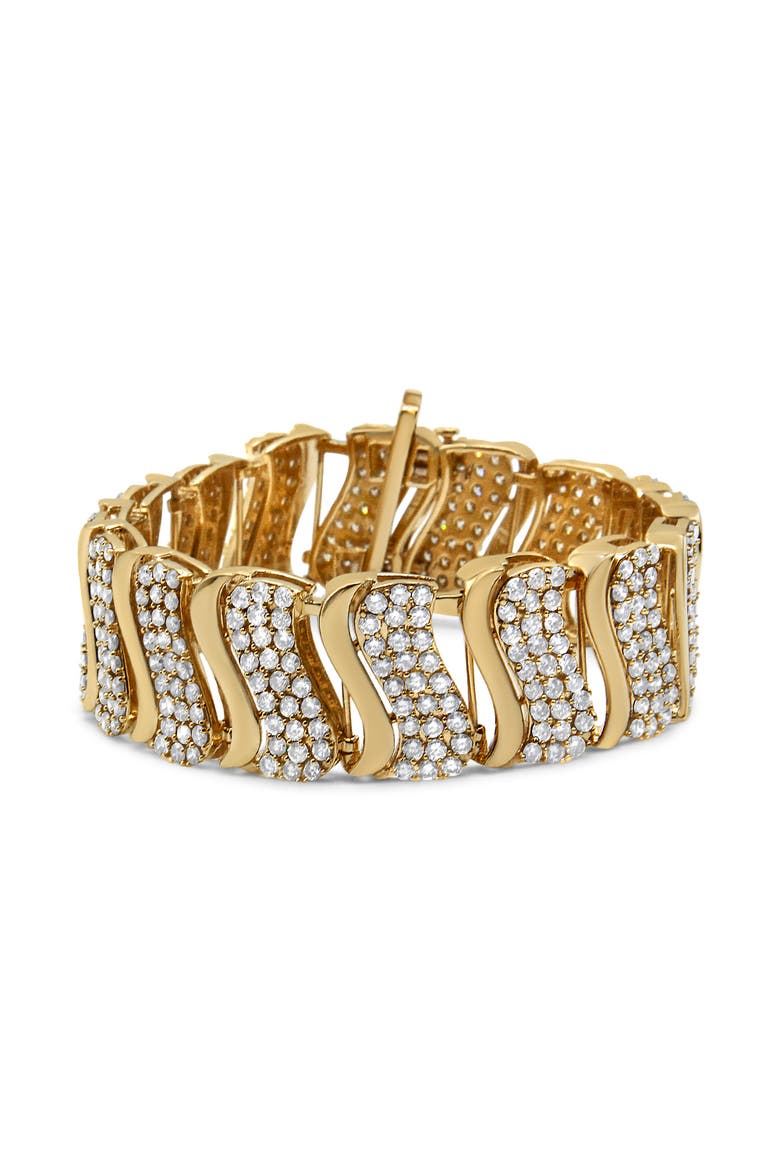 14K Yellow Gold 15.0 Cttw Diamond Chevron Wave 7.25" Inch Link Bracelet, Alternate, color, Yellow Gold