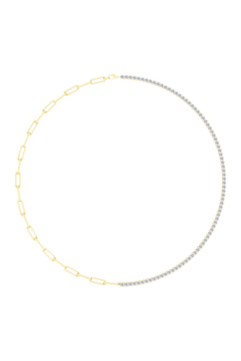 Half Tennis Paperclip Lab Diamond Necklace in 14K Gold, Alternate, color, Yellow Gold