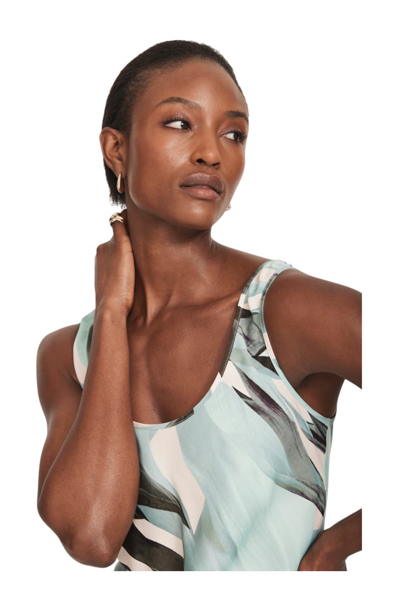 MINT VELVET Palm Print Satin Slip Dress, Alternate, color, Blue