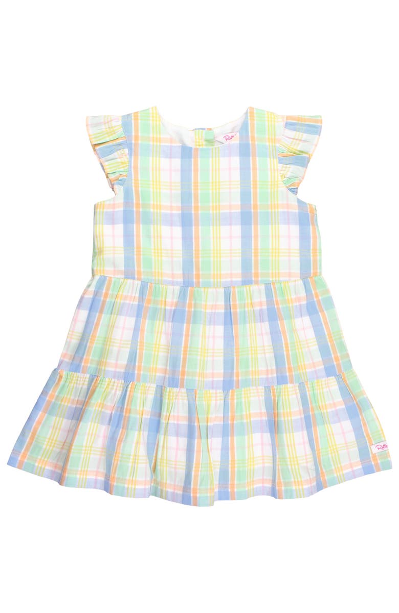 RuffleButts Baby Flutter Sleeve Tiered Dress, Main, color, 