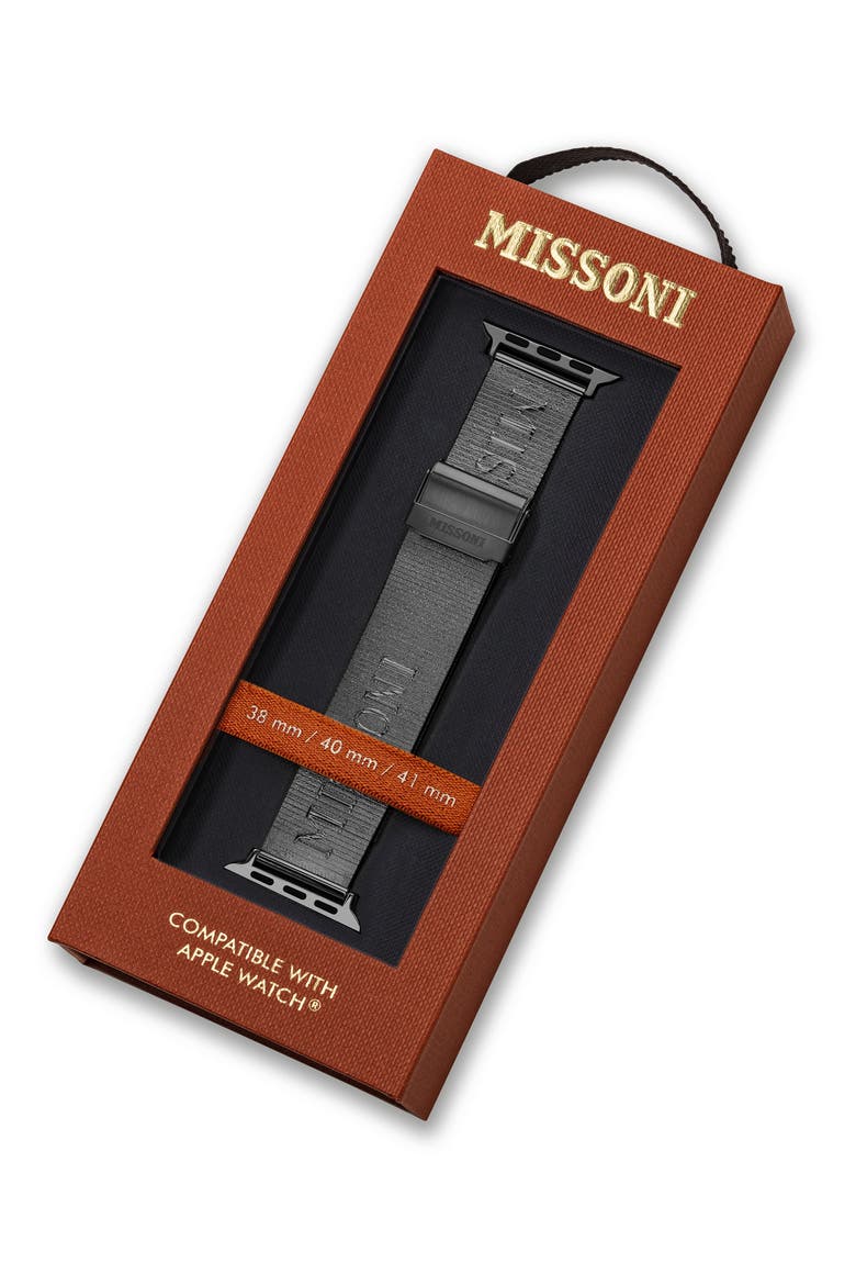 Lettering Stainless Steel 24mm Apple Watch® Watchband, Alternate, color, IP GREY