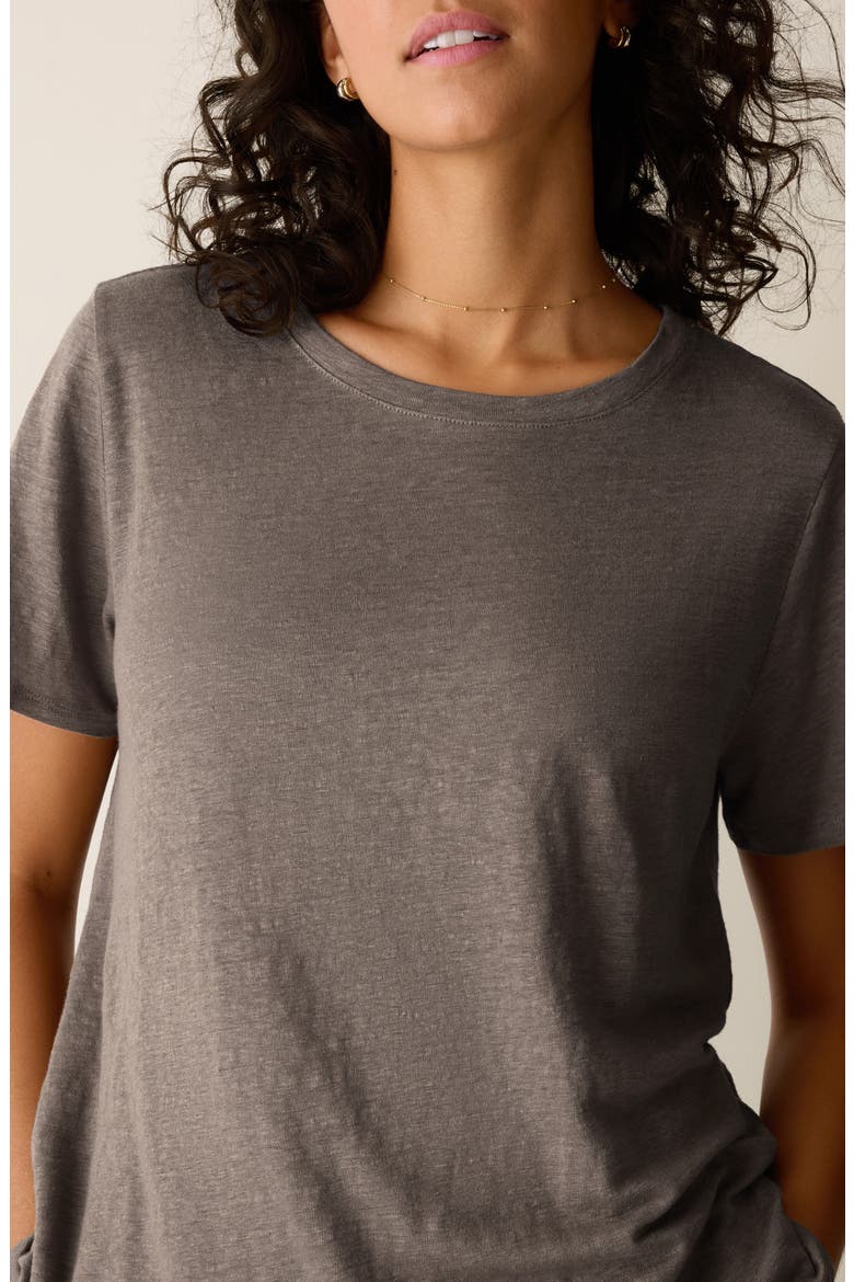 Organic Linen Crewneck T-Shirt, Alternate, color, WALNUT