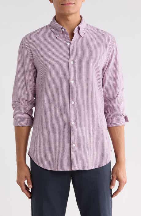 Striped Cotton and Linen Long Sleeve Shirt