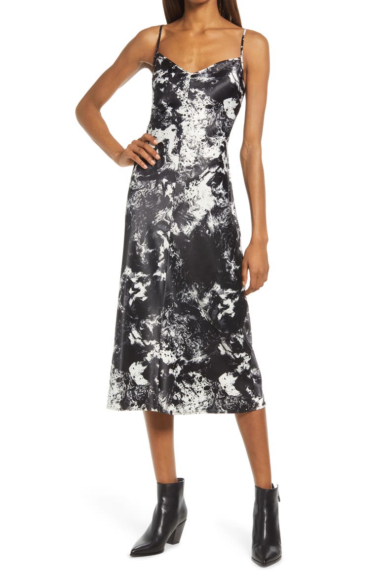 Vance Long Sleeve Top & Slip Dress, Alternate, color, BLACK
