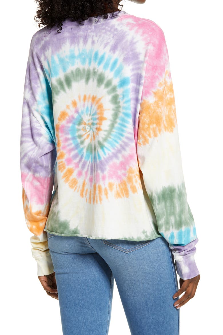 Rainbow Tie Dye Long Sleeve T-Shirt, Alternate, color, RAINBOW SPIRAL