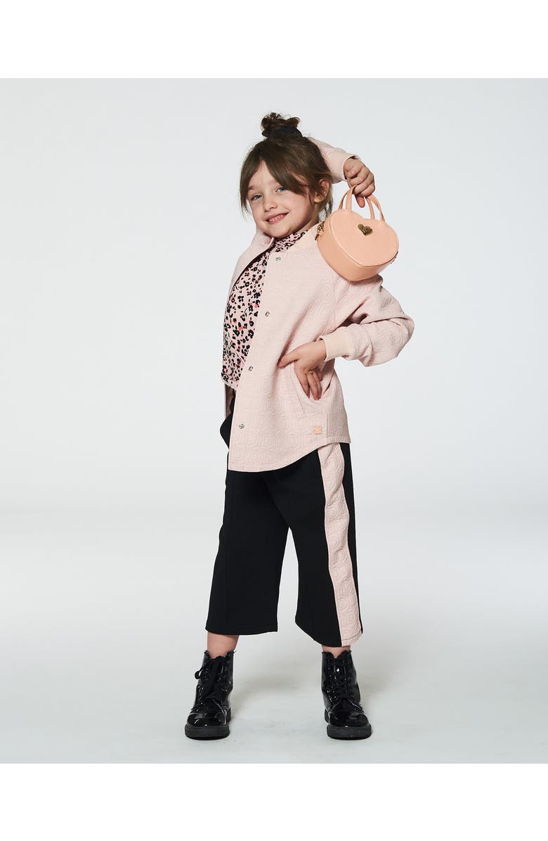 Deux par Deux Girl's Cropped Wide Leg Pant With Contrast Band Black, Alternate, color, Anthracite