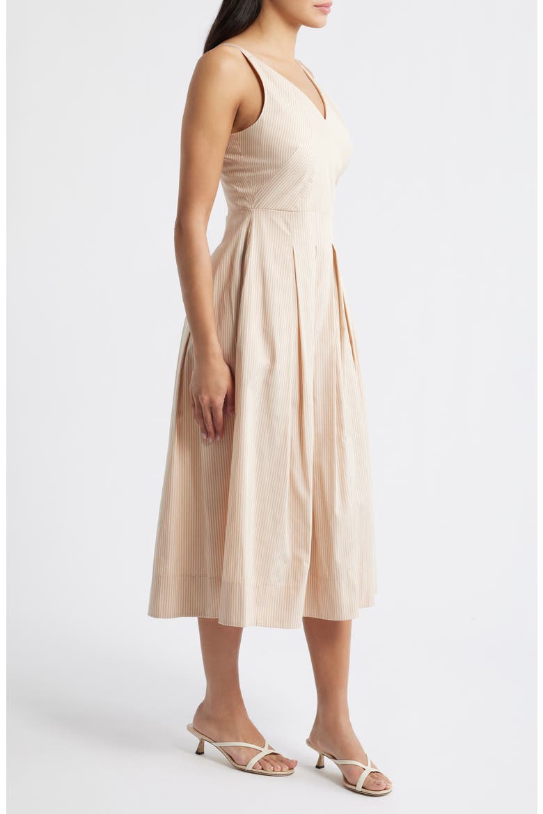 V-Neck Midi Dress, Alternate, color, KHAKI NATURAL
