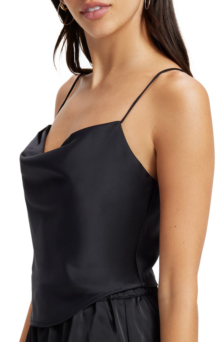 Good American Cowl Neck Satin Camisole, Alternate, color, Black001