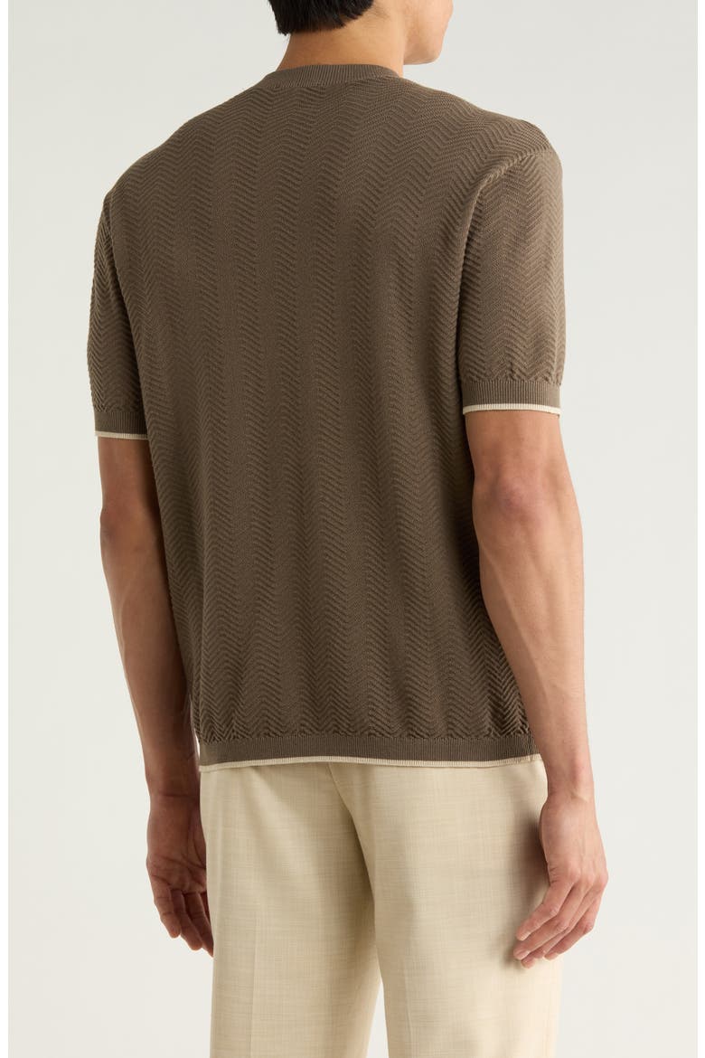 Tipped Chevron Knit T-Shirt, Alternate, color, SOLID DARK BROWN