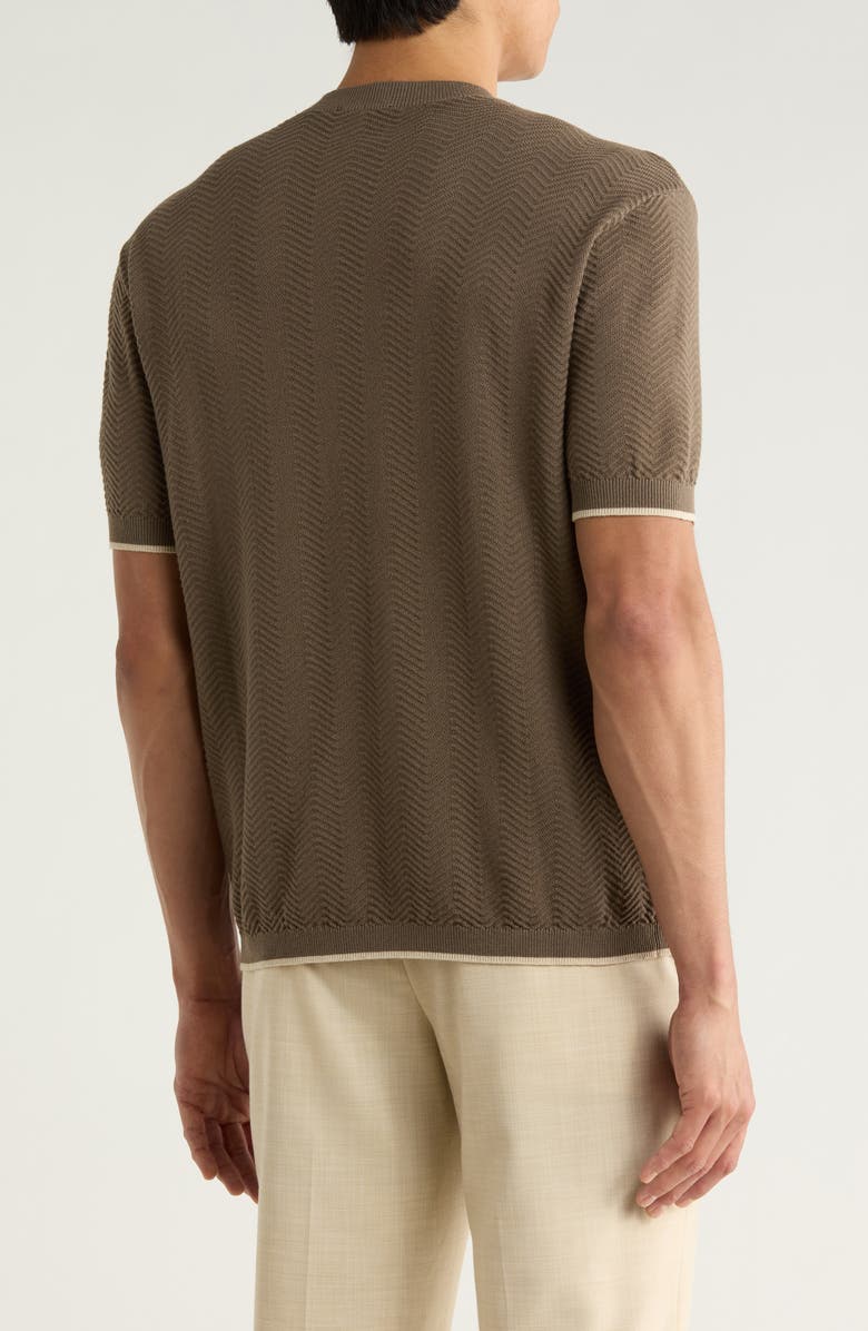 Emporio Armani Tipped Chevron Knit T-Shirt, Alternate, color, Solid Dark Brown