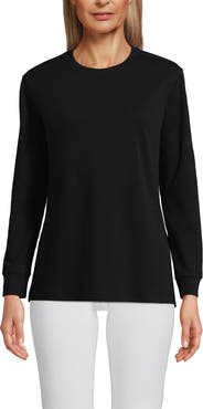 Lands
 End Long Sleeve Cotton Interlock Crew T-Shirt