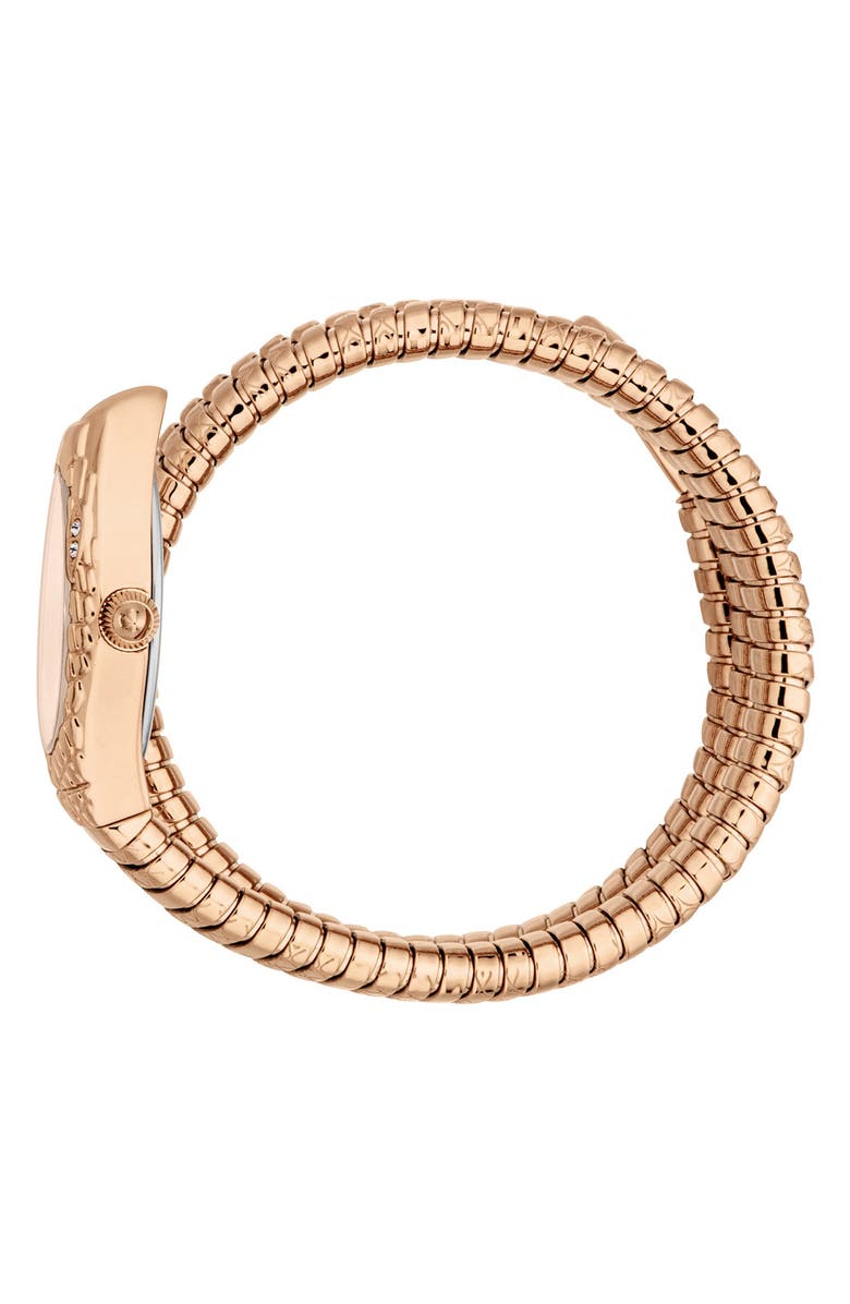 Just Cavalli Snake Wraparound Bracelet Watch, 20mm x 34.5mm, Alternate, color, Rose Gold