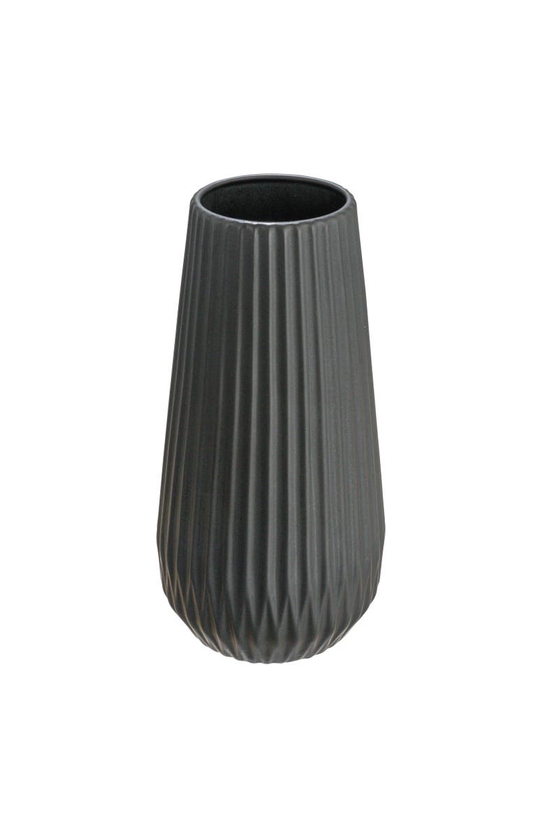 Storied Home Round Fluted Vase with Embossed Lines, Main, color, Black