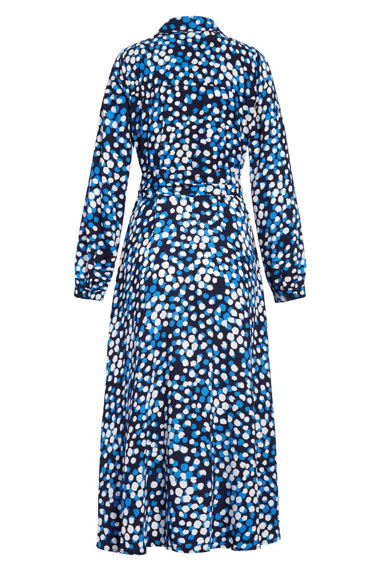 Long Sleeve Midi Shirtdress, Alternate, color, NAVY- BLUE DOT
