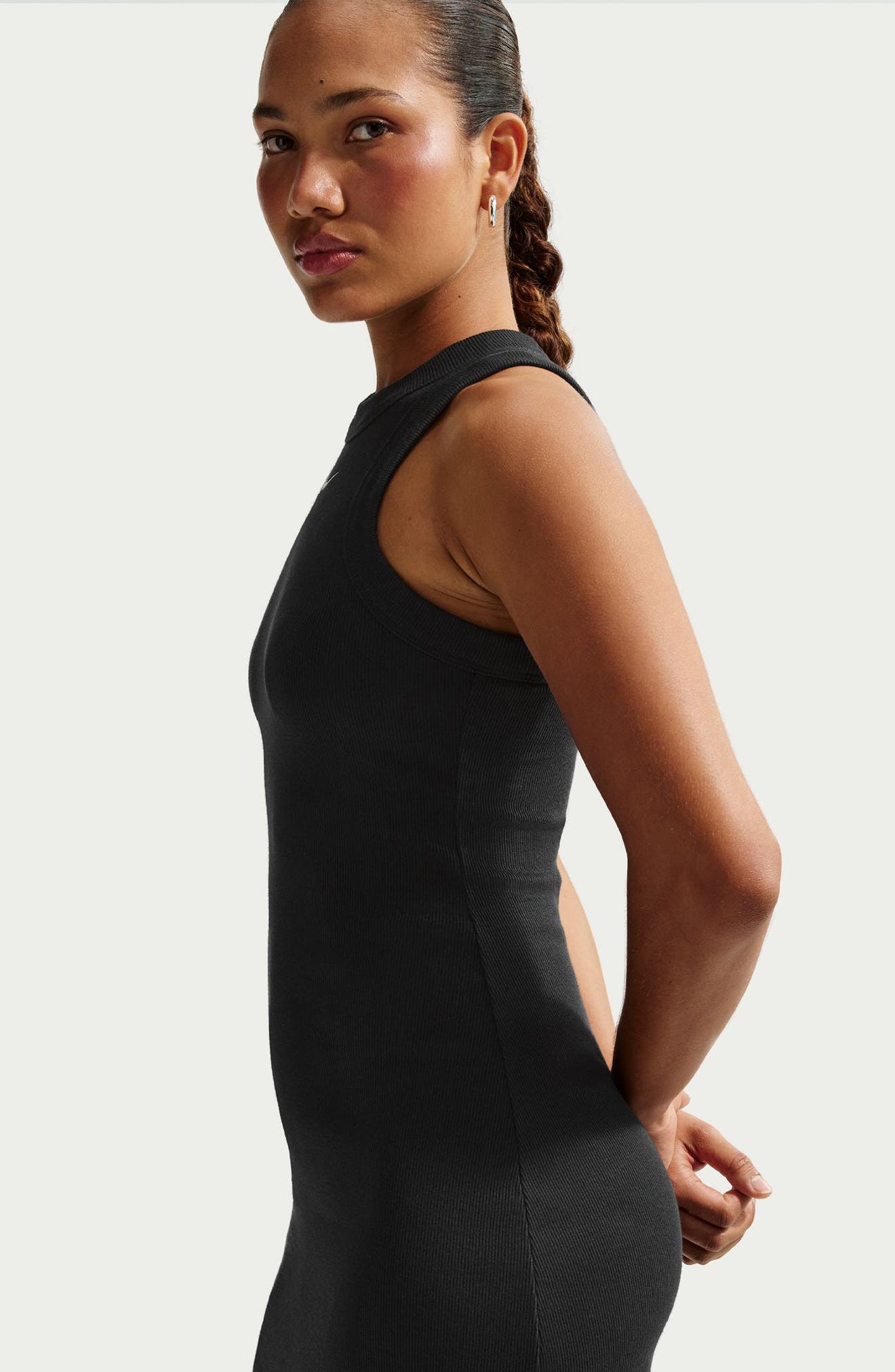nike essential ribbed dress Nike Essential ribbed bodycon dress in dusty purple