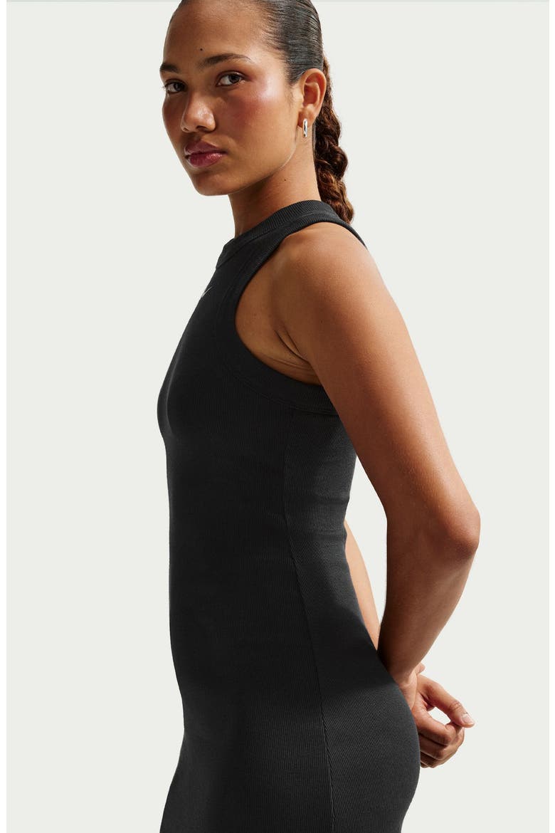 Sportswear Chill Knit Rib Tank Dress, Alternate, color, BLACK/ SAIL