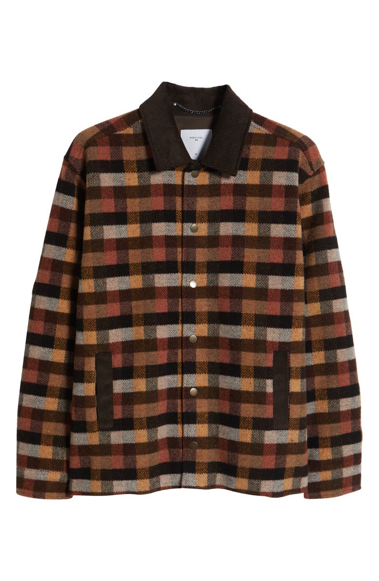 Percival Dovetail Check Merino Wool Snap-Up Overshirt, Alternate, color,