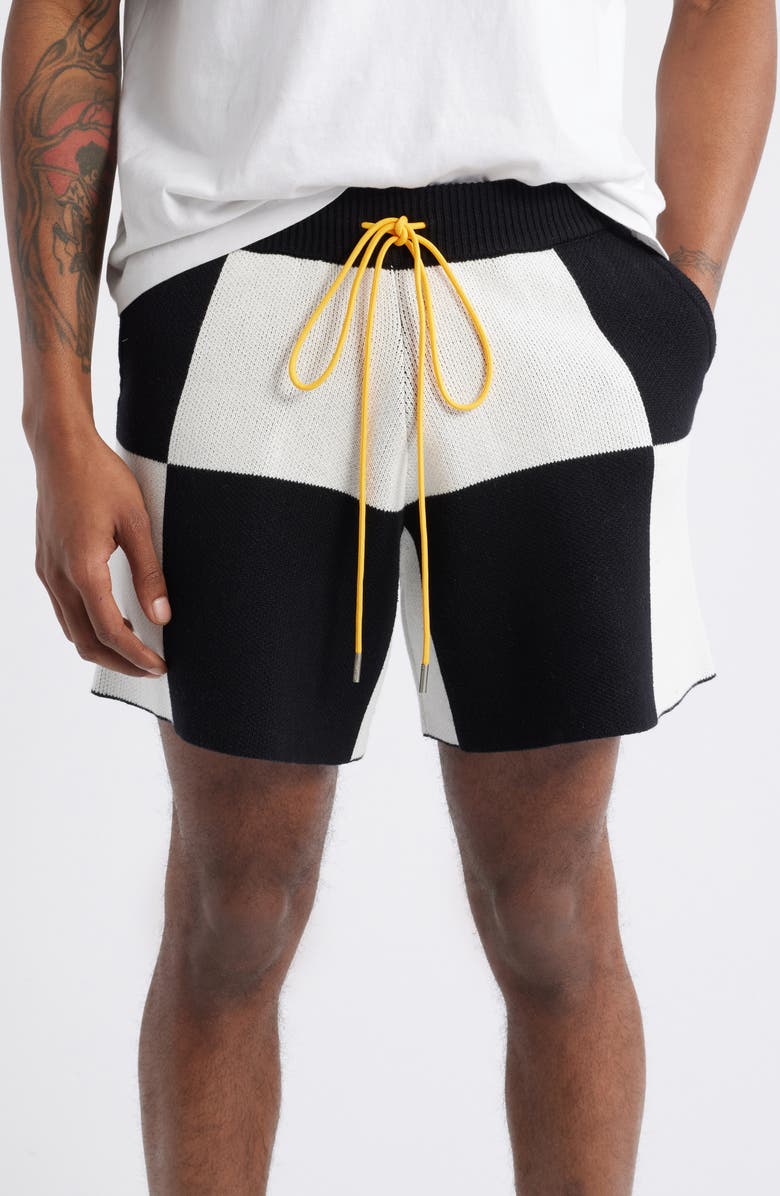 DIET STARTS MONDAY Checkered Cotton Jacquard Knit Shorts, Alternate, color, 