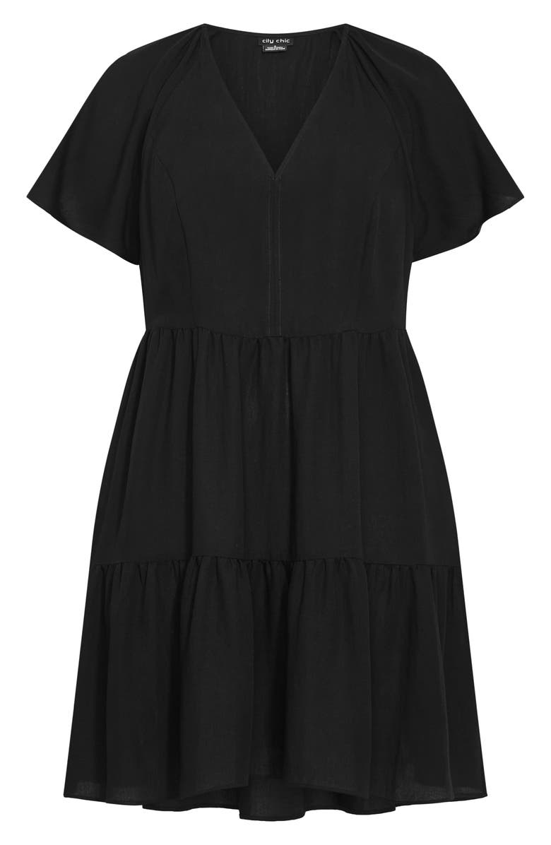 City Chic Embroidered Off the Shoulder Dress, Alternate, color, Black