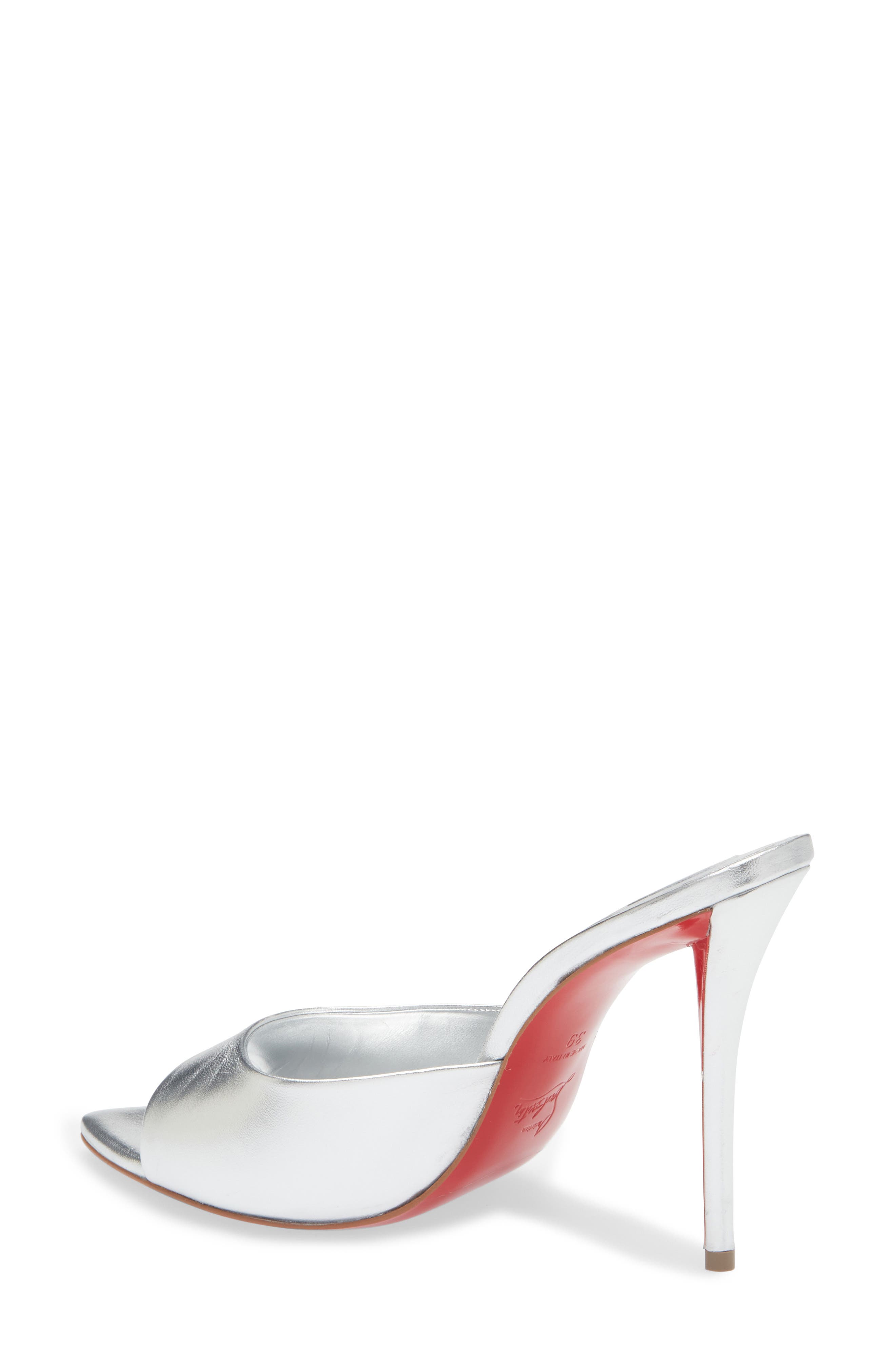 Christian Louboutin Miss Z Pointed Toe Metallic Sandal, Alternate, color, S211 Silver/ Lin Silver