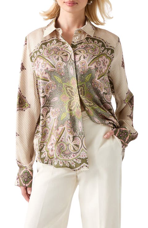 Melissa Mixed Print Button-Up Shirt