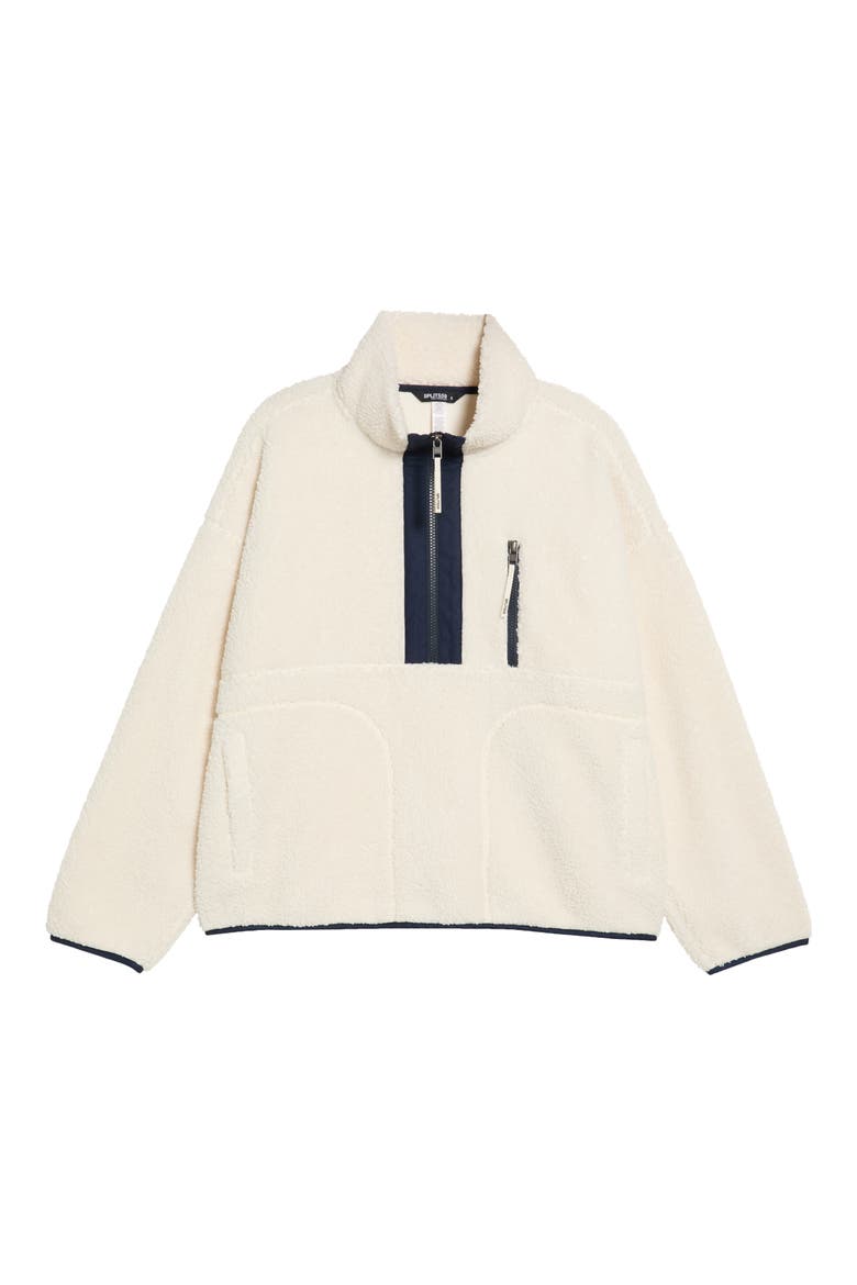 Reese Half-Zip Fleece Pullover, Alternate, color, CREME/ INDIGO