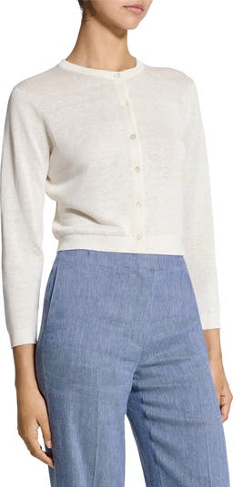 Theory Linen Blend Crop Cardigan | Nordstrom