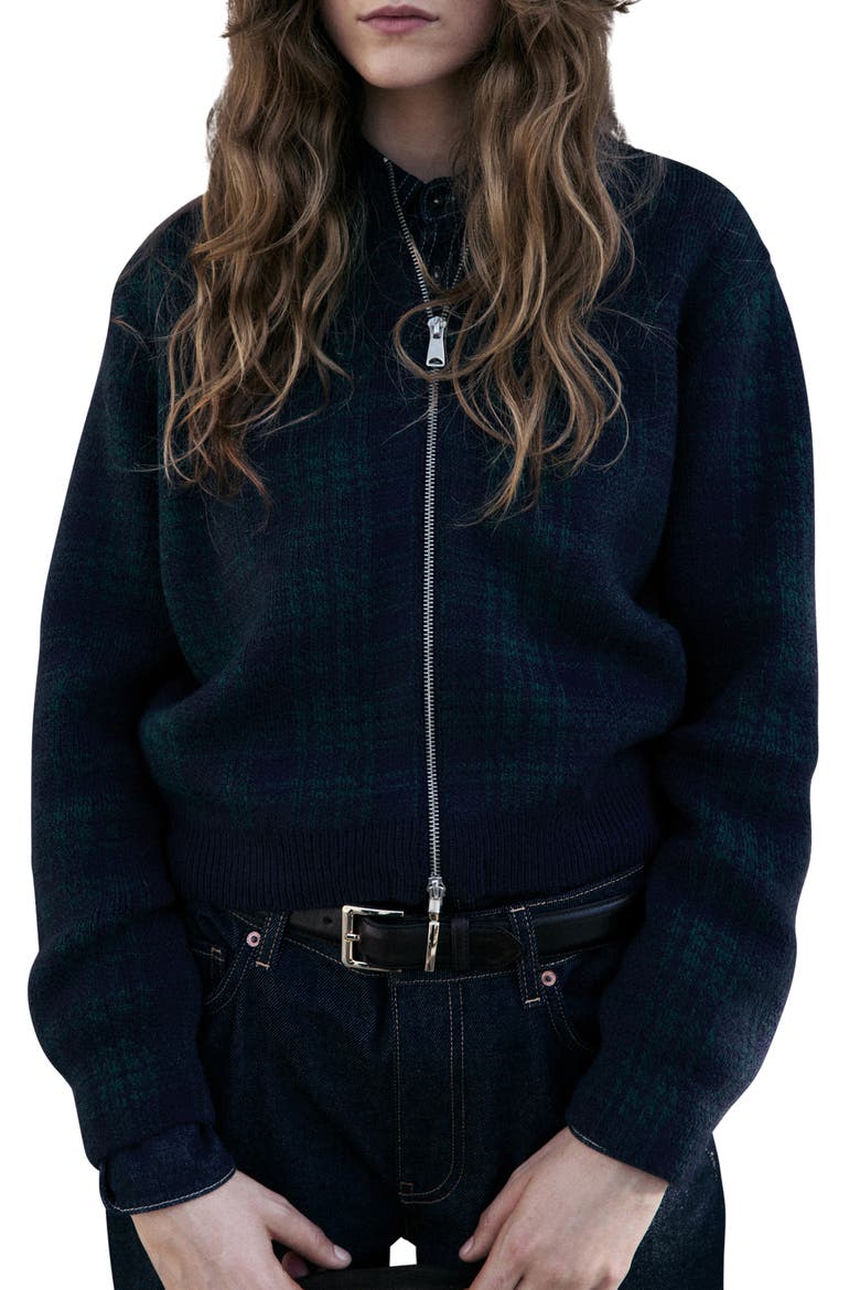 Asies Glen Plaid Cardigan, Main, color, GREEN/NAVY