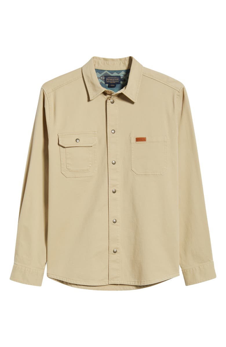 Pendleton Cotton Stretch Twill Work Shirt, Alternate, color, Tan/ Bridge Creek