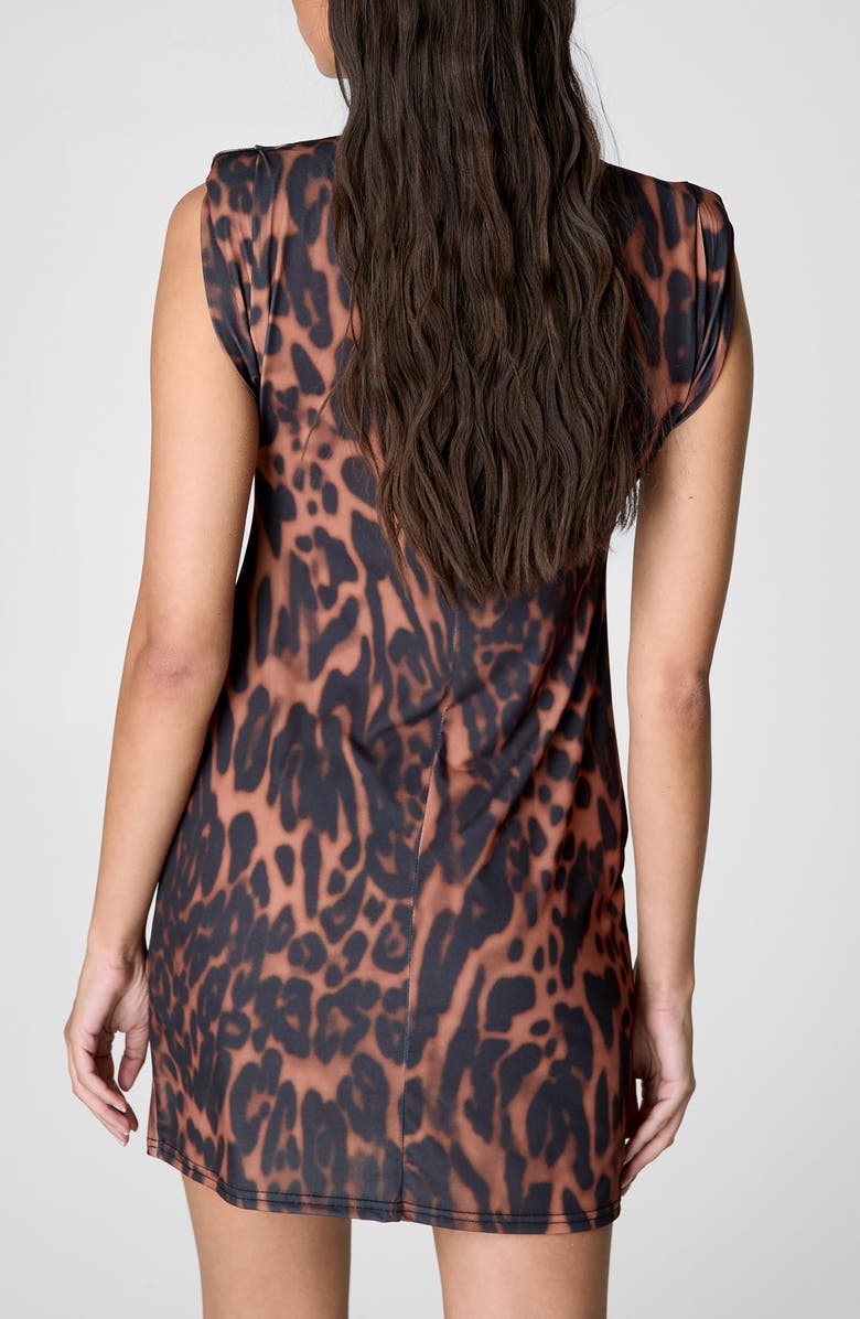 NASTY GAL Printed Mock Neck Shoulder Pad Minidress, Alternate, color, 