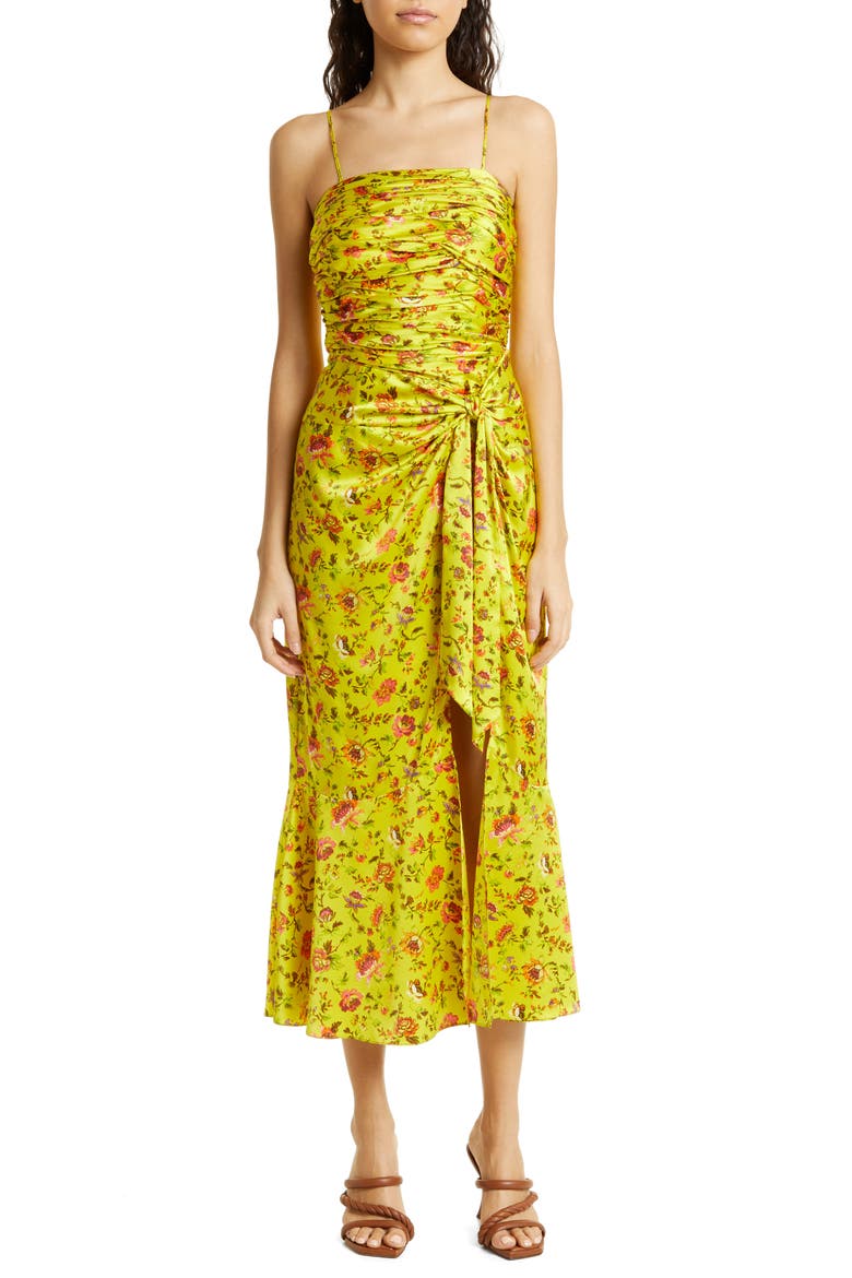 Provence Katz Ruched Midi Dress, Main, color, POMELO MULTI