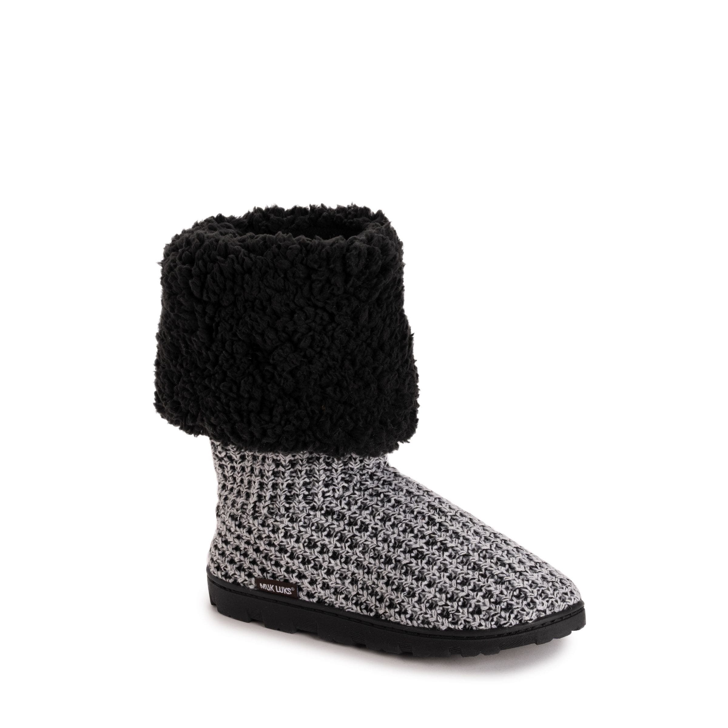MUK LUKS Tabbi Toggle Slipper Boot, Main, color, Black/White