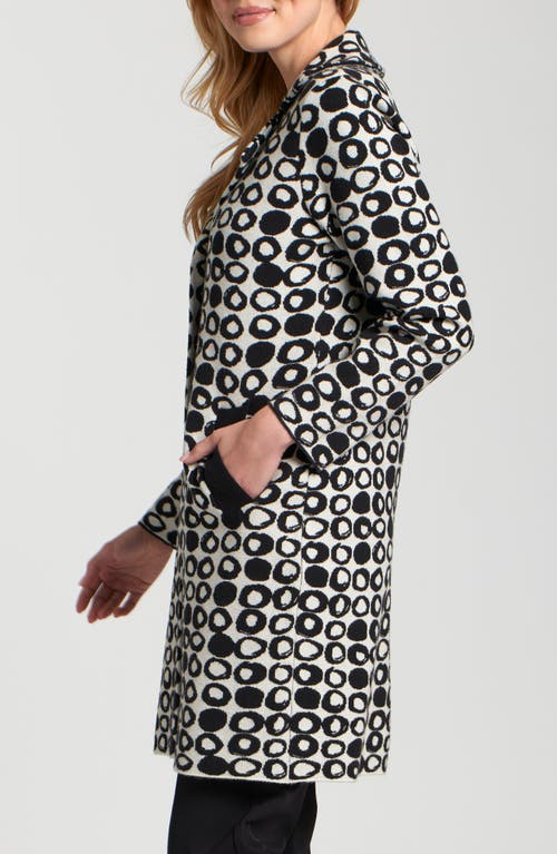 Apny Abstract Dot Sweater Coat In Black