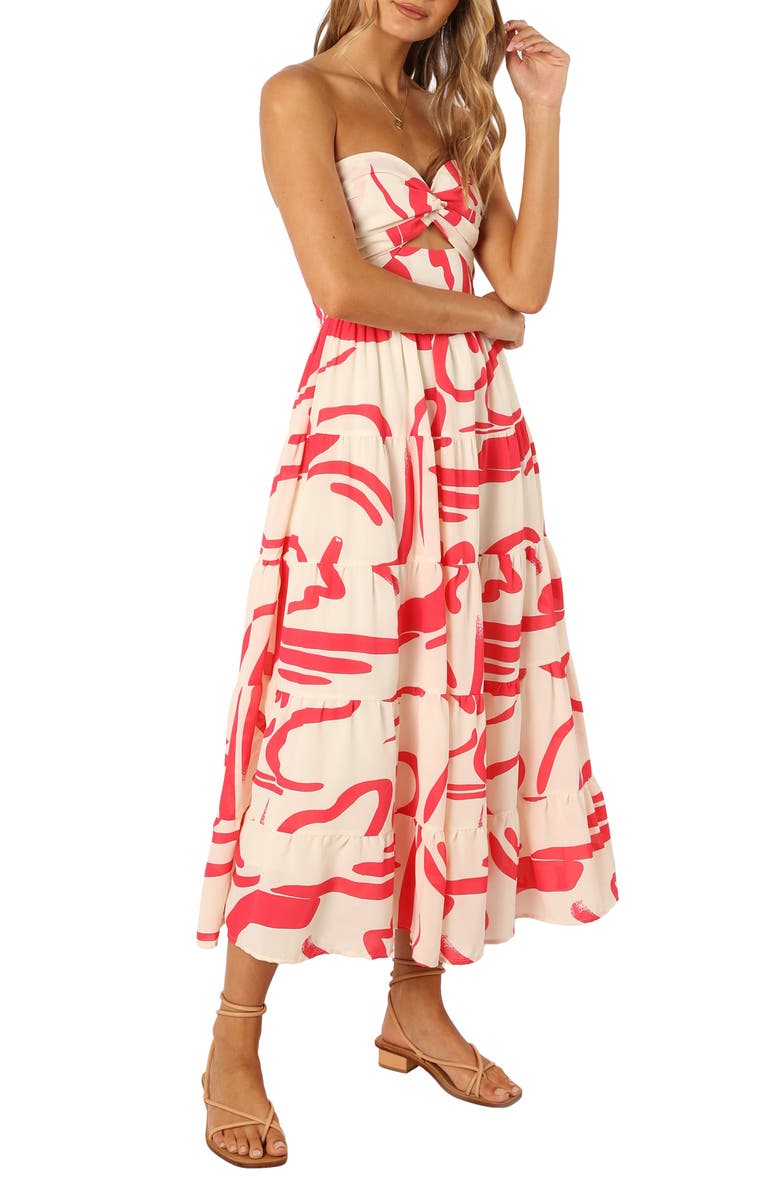 Petal & Pup Sitara Print Cutout Strapless Dress, Main, color, 