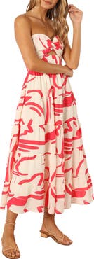 Petal & Pup Sitara Print Cutout Strapless Dress