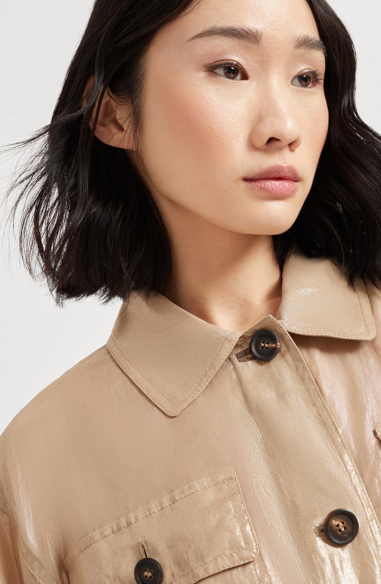 Brunello Cucinelli Lamé cotton gauze outerwear jacket, Alternate, color, 