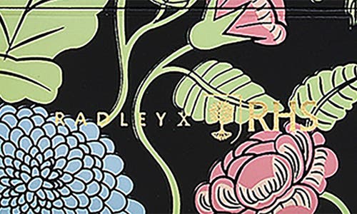 Radley Floral Print Leather Card Case In Black
