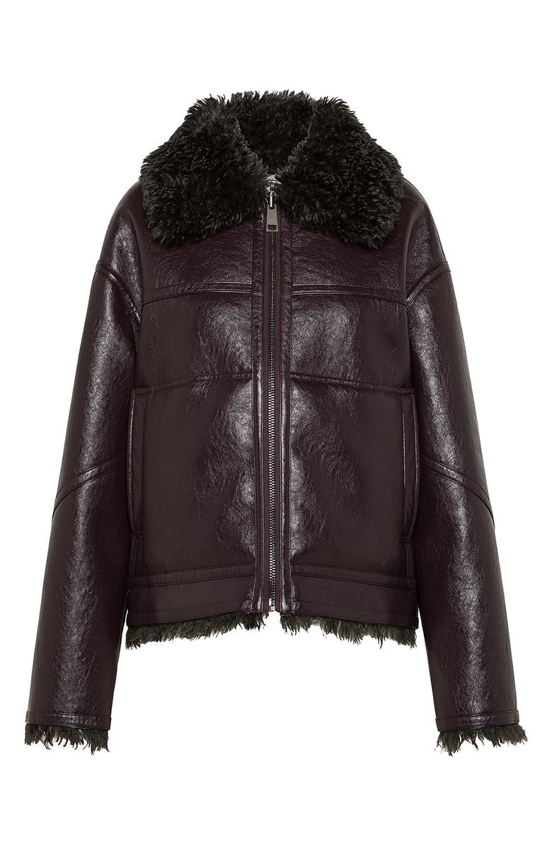 OOF WEAR Faux Shearling & Faux Leather Reversible Jacket, Main, color, Red Brown/ Dark Brown