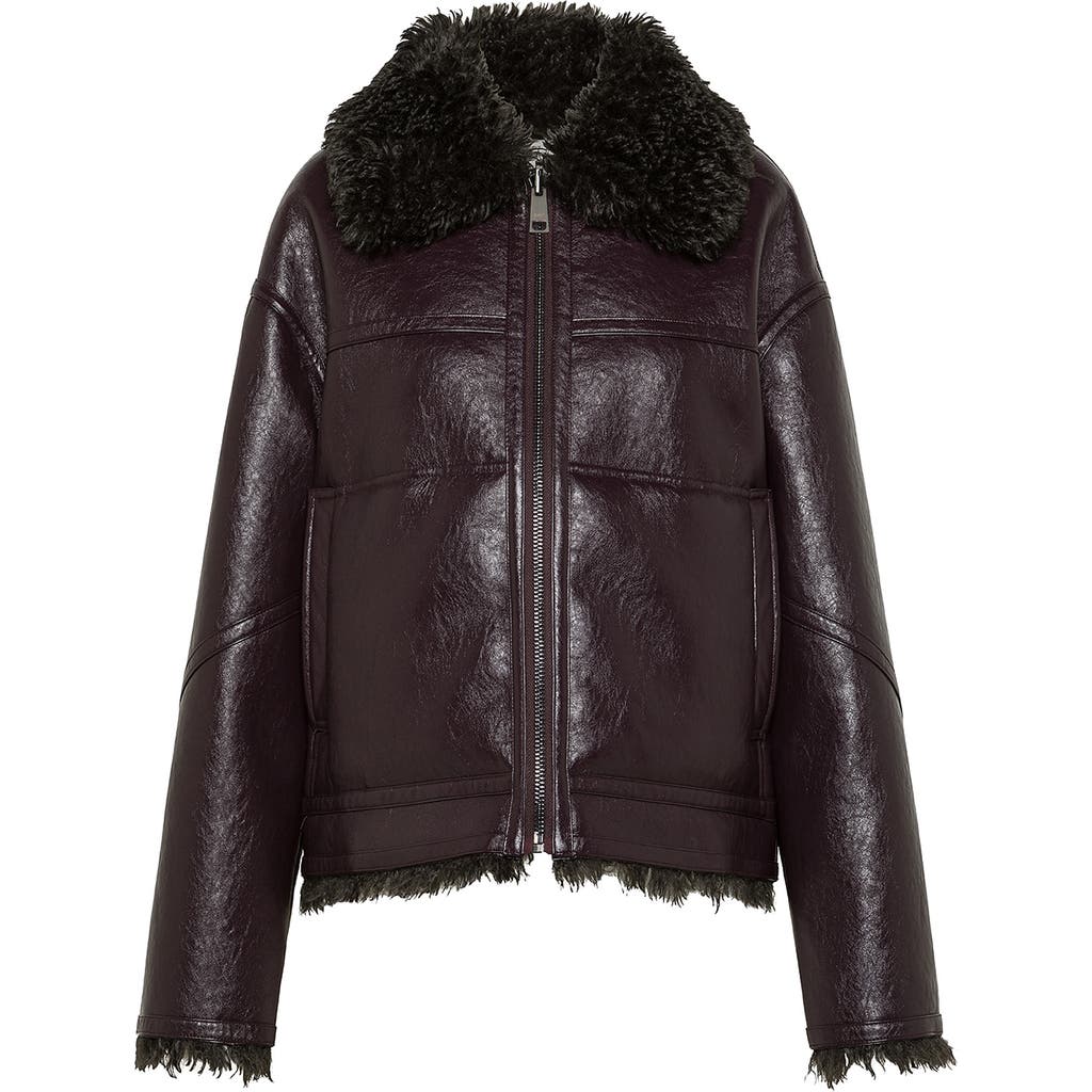 Oof Wear Faux Shearling & Faux Leather Reversible Jacket In Burgundy