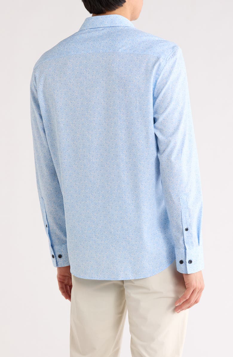 CONSTRUCT Slim Fit Abstract Floral Stretch Button-Up Shirt, Alternate, color, Light Blue
