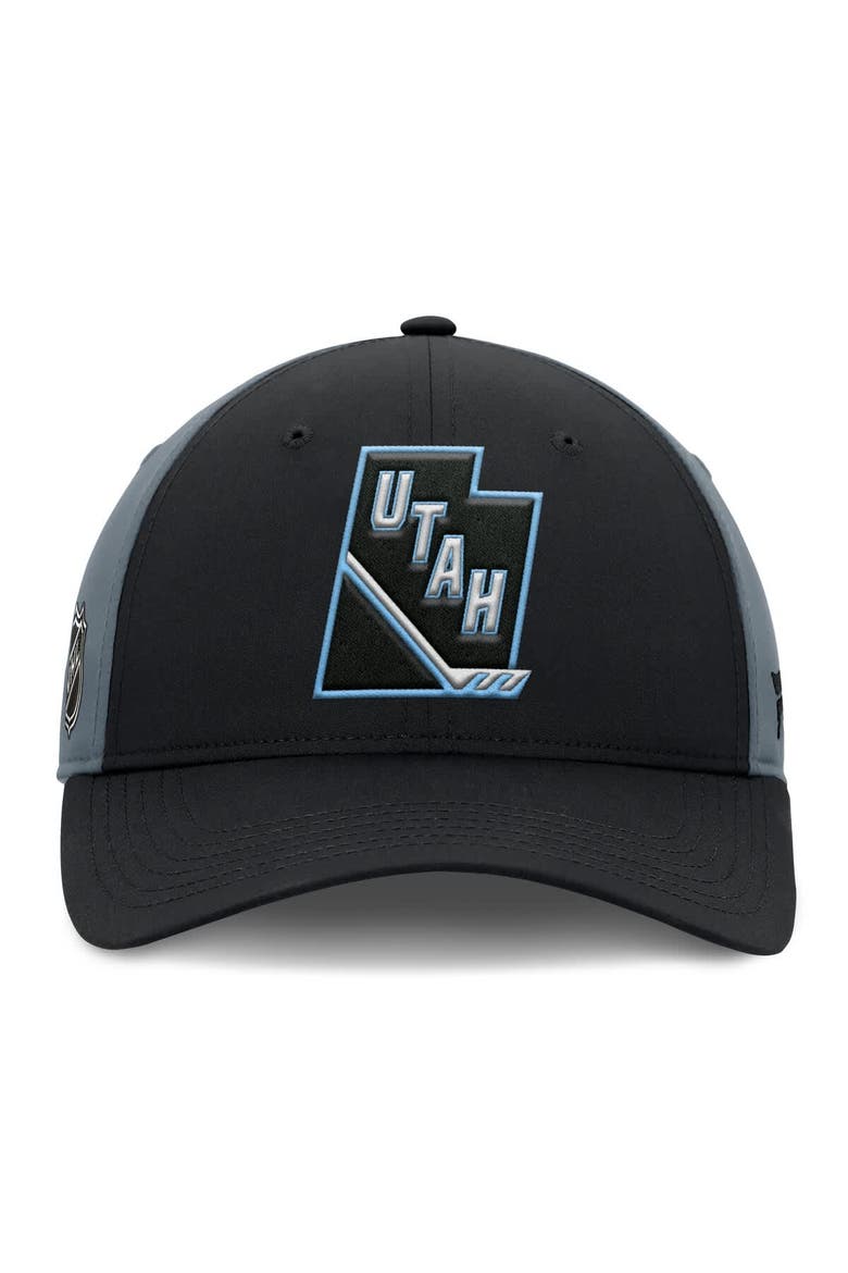 Men's Fanatics  Black/Charcoal Utah Mammoth Utah Badge Adjustable Hat, Alternate, color, Black