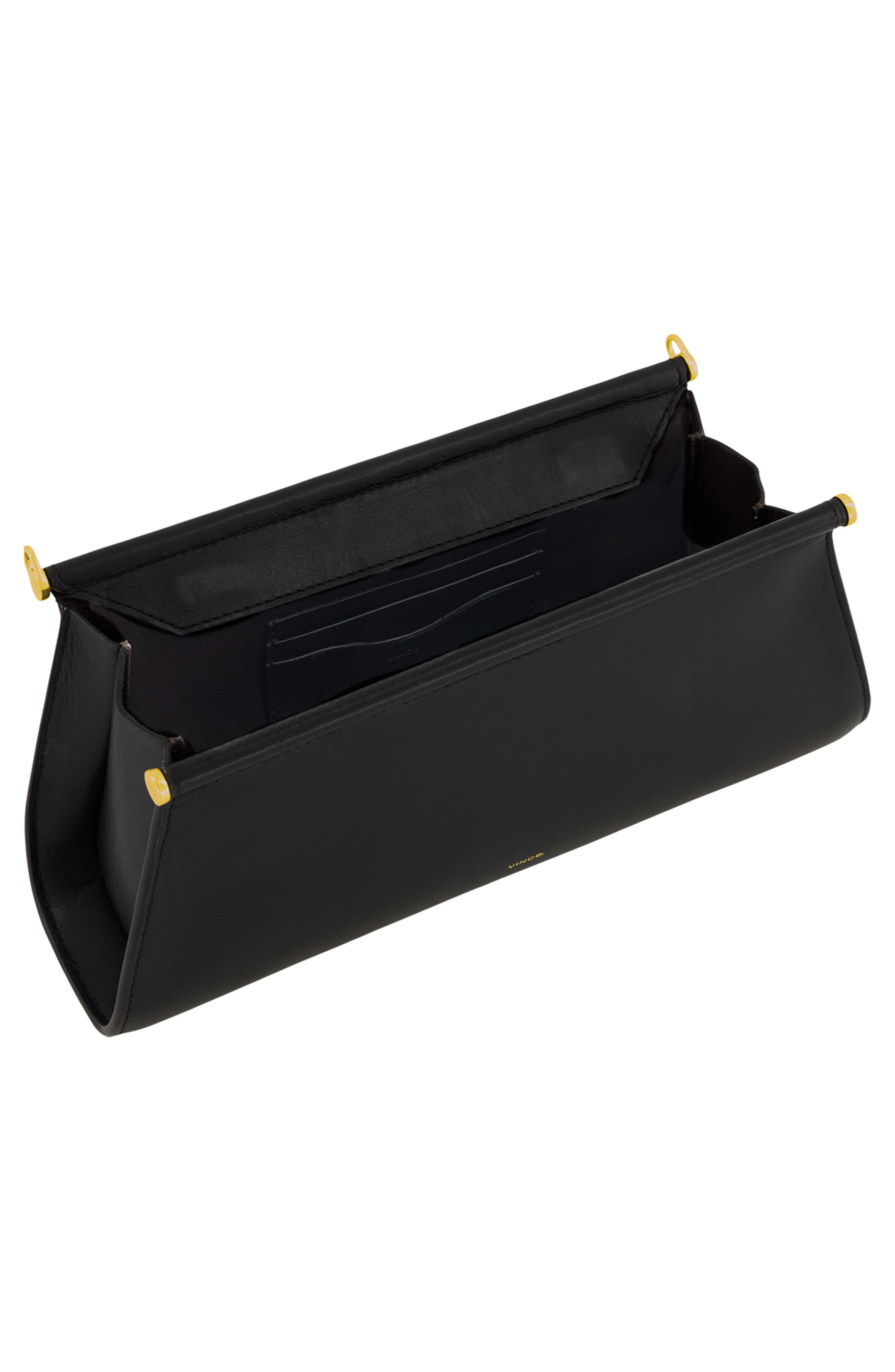 Double Bar Nappa Leather Frame Shoulder Bag, Alternate, color, BLACK