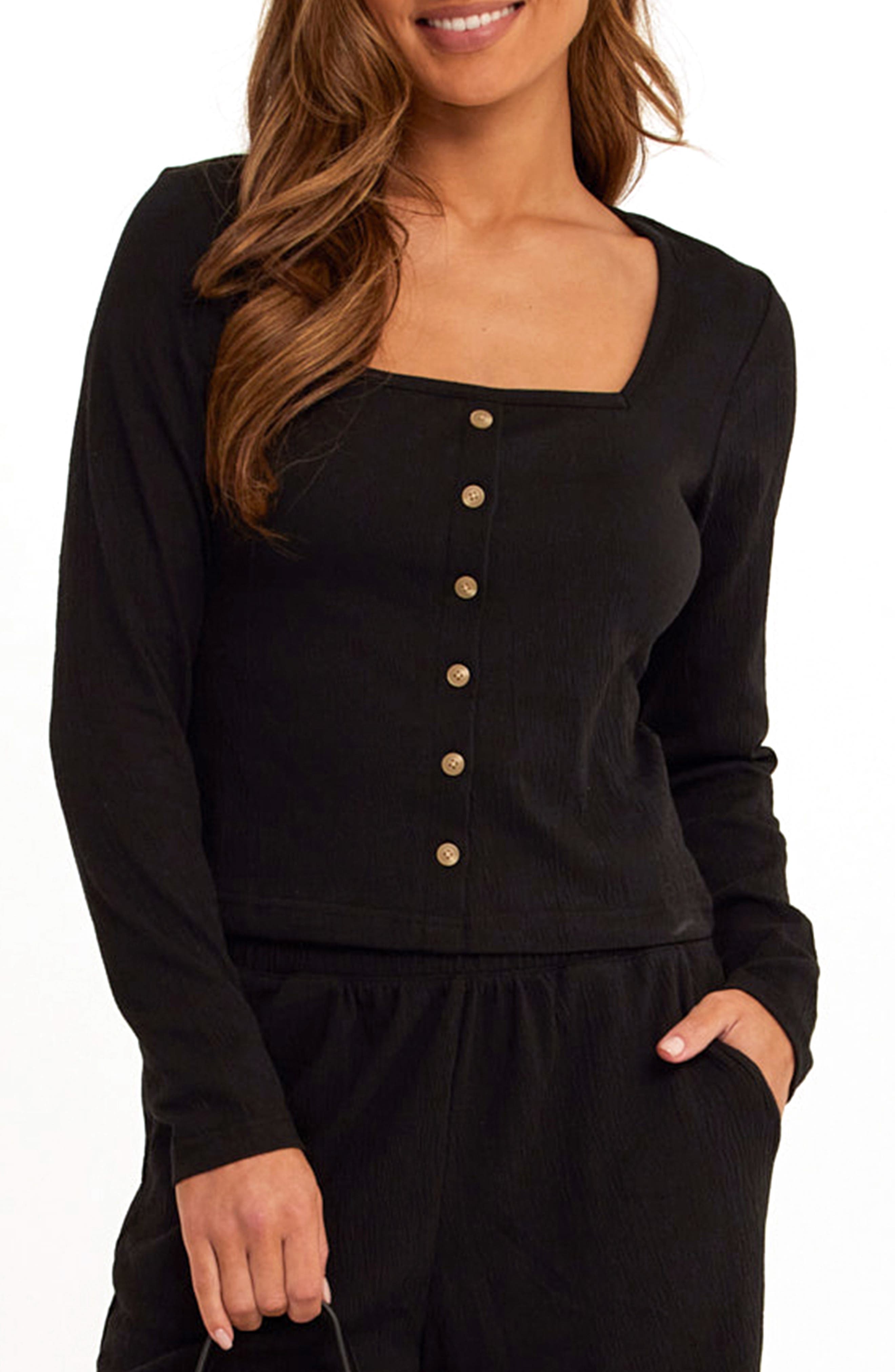 Threads 4 Thought Jamila Texture Jersey Top In Black