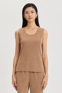 Ming Wang Mid Length Scoop Neck Knit Tank