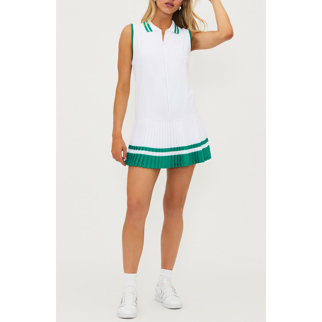 Shop Beach Riot Bria Pleated Zip Front Minidress In Courtside White